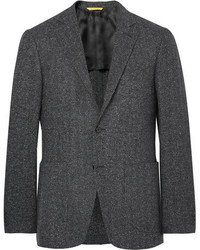 Темно-серый шерстяной пиджак с узором "в ёлочку"