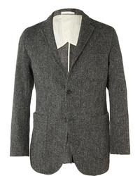 Мужской темно-серый шерстяной пиджак с узором "в ёлочку" от Beams