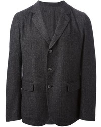 Мужской темно-серый шерстяной пиджак с узором "в ёлочку" от Dolce & Gabbana