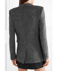 Женский темно-серый шерстяной пиджак с узором "в ёлочку" от Saint Laurent