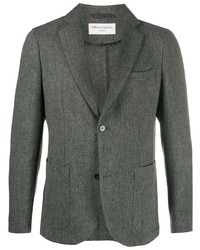 Мужской темно-серый шерстяной пиджак с узором "в ёлочку" от Officine Generale
