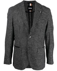 Мужской темно-серый шерстяной пиджак с узором "гусиные лапки" от BOSS