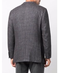 Мужской темно-серый шерстяной пиджак с узором "гусиные лапки" от Kiton