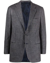 Мужской темно-серый шерстяной пиджак с узором "гусиные лапки" от Kiton