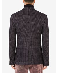 Мужской темно-серый шерстяной пиджак с узором "гусиные лапки" от Dolce & Gabbana