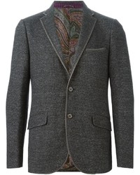 Мужской темно-серый шерстяной пиджак от Etro