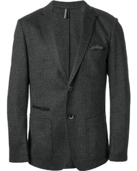 Мужской темно-серый шерстяной пиджак от Hugo Boss
