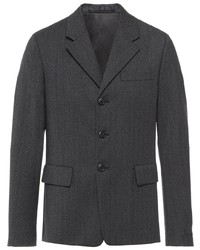 Мужской темно-серый шерстяной пиджак от Prada