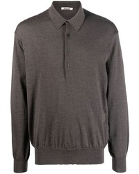 Мужской темно-серый шерстяной свитер с воротником поло от Auralee