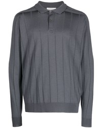 Мужской темно-серый шерстяной свитер с воротником поло от John Smedley