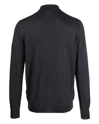 Мужской темно-серый шерстяной свитер с воротником поло от Lardini