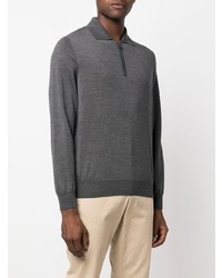 Мужской темно-серый шерстяной свитер с воротником поло от Canali