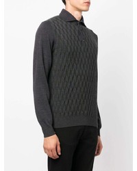 Мужской темно-серый шерстяной свитер с воротником поло от Corneliani