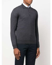 Мужской темно-серый шерстяной свитер с воротником поло от Canali