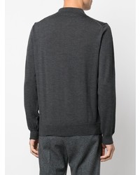 Мужской темно-серый шерстяной свитер с воротником поло от Corneliani