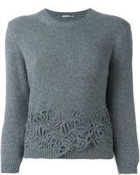 Женский темно-серый шерстяной свитер с вышивкой от Ermanno Scervino