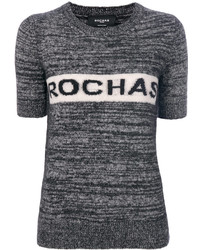 Женский темно-серый шерстяной свитер с принтом от Rochas