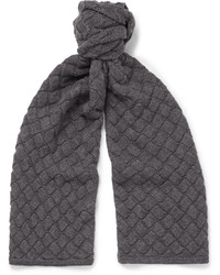 Мужской темно-серый шерстяной шарф от Bottega Veneta