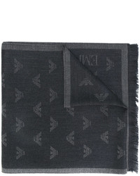 Мужской темно-серый шерстяной шарф от Emporio Armani
