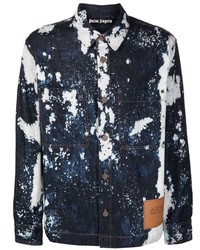 Темно-сине-белая джинсовая рубашка