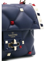 Темно-сине-белая кожаная сумка-саквояж от Valentino