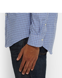 Мужская темно-сине-белая рубашка с длинным рукавом в мелкую клетку от Polo Ralph Lauren