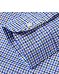 Мужская темно-сине-белая рубашка с длинным рукавом в мелкую клетку от Polo Ralph Lauren