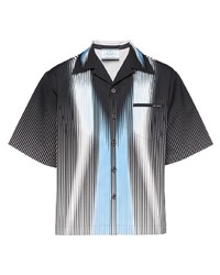 Мужская темно-сине-белая рубашка с коротким рукавом с принтом от Prada
