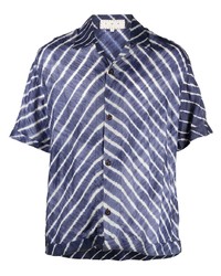 Мужская темно-сине-белая рубашка с коротким рукавом с принтом от SMR Days