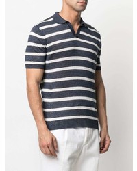 Мужская темно-сине-белая футболка-поло в горизонтальную полоску от Tagliatore