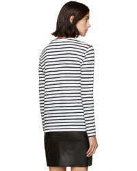 Женская темно-сине-белая футболка с длинным рукавом в горизонтальную полоску от Etoile Isabel Marant