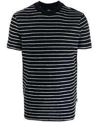 Мужская темно-сине-белая футболка с круглым вырезом в горизонтальную полоску от BOSS HUGO BOSS