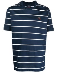 Мужская темно-сине-белая футболка с круглым вырезом в горизонтальную полоску от Paul & Shark