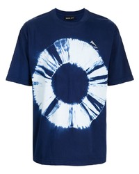 Мужская темно-сине-белая футболка с круглым вырезом с принтом тай-дай от Mauna Kea