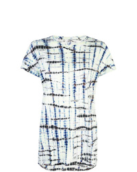 Женская темно-сине-белая футболка с круглым вырезом с принтом тай-дай от Proenza Schouler
