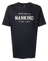 Мужская темно-сине-белая футболка с круглым вырезом с принтом от 7 For All Mankind