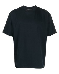 Мужская темно-сине-белая футболка с круглым вырезом с принтом от Balenciaga