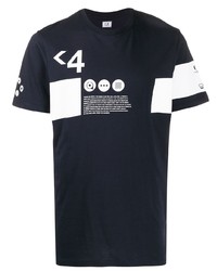 Мужская темно-сине-белая футболка с круглым вырезом с принтом от C.P. Company