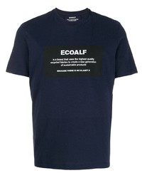 Мужская темно-сине-белая футболка с круглым вырезом с принтом от ECOALF