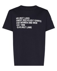 Мужская темно-сине-белая футболка с круглым вырезом с принтом от Helmut Lang