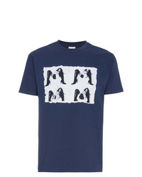 Мужская темно-сине-белая футболка с круглым вырезом с принтом от Just A T-Shirt