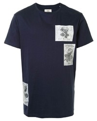 Мужская темно-сине-белая футболка с круглым вырезом с принтом от Kent & Curwen