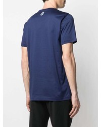 Мужская темно-сине-белая футболка с круглым вырезом с принтом от Billionaire
