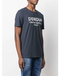 Мужская темно-сине-белая футболка с круглым вырезом с принтом от Dondup