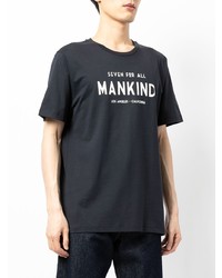 Мужская темно-сине-белая футболка с круглым вырезом с принтом от 7 For All Mankind