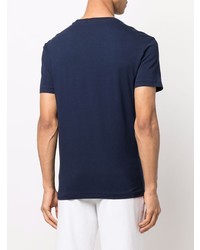 Мужская темно-сине-белая футболка с круглым вырезом с принтом от Polo Ralph Lauren