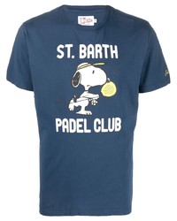 Мужская темно-сине-белая футболка с круглым вырезом с принтом от MC2 Saint Barth