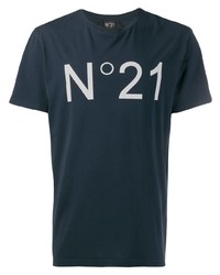 Мужская темно-сине-белая футболка с круглым вырезом с принтом от N°21