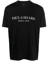 Мужская темно-сине-белая футболка с круглым вырезом с принтом от Paul & Shark