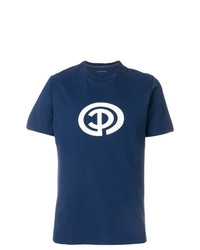 Мужская темно-сине-белая футболка с круглым вырезом с принтом от Pop Trading International